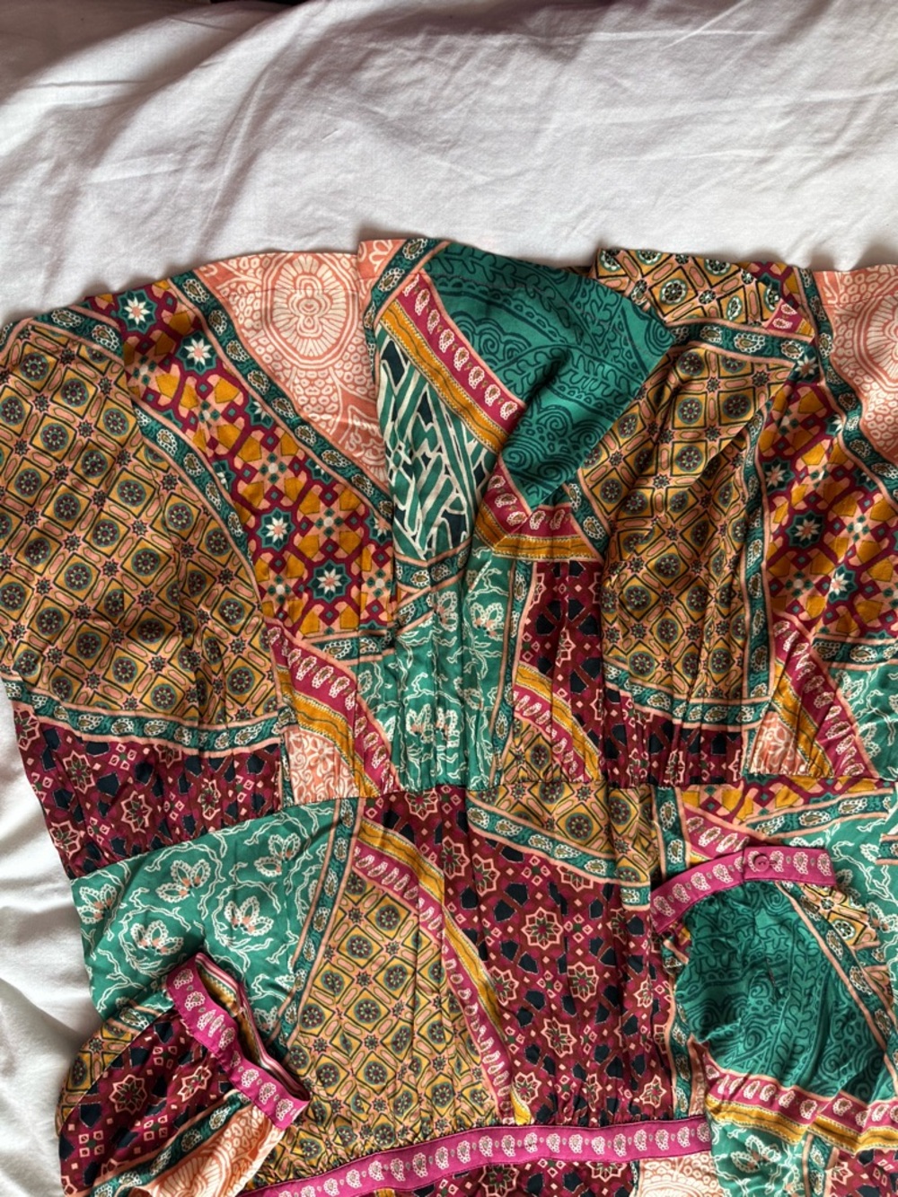 Ba&sh Fingston Patchwork Mini Dress Multicolor Boho Print L / US 8 - Picture 11 of 16